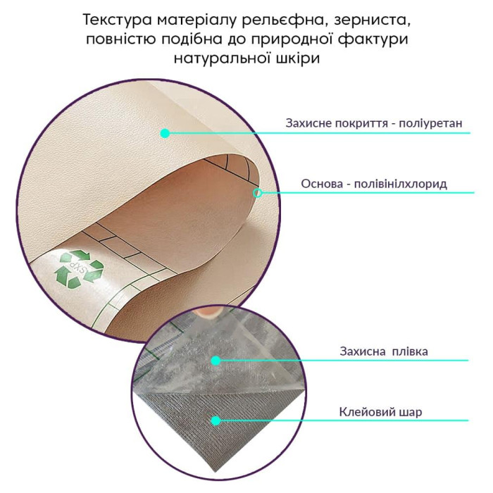 Самоклеюча екошкіра в рулоні Sticker Wall 1.37*3m*0.5mm BEIGE (D) SW-00001170