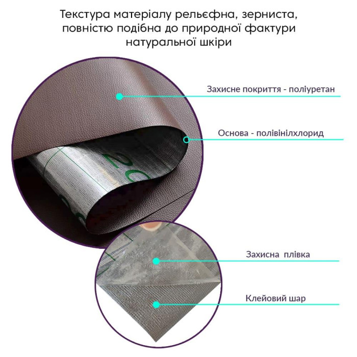 Самоклеюча екошкіра в рулоні Sticker Wall 1.37*3m*0.5mm BROWN (D) SW-00001198