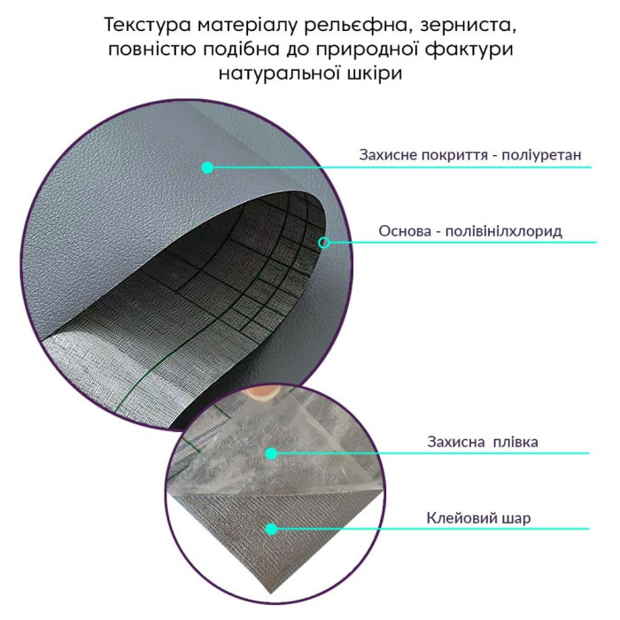 Самоклеюча екошкіра в рулоні Sticker Wall 1.37*3m*0.5mm DEEP GREY (D) SW-00001340