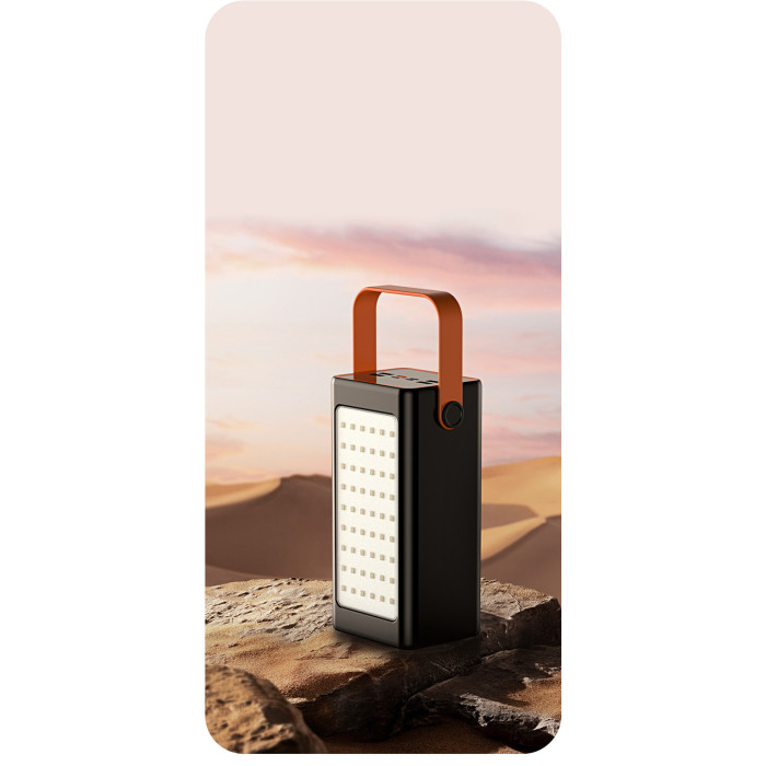 Зарядна станція Power bank на 40000 mAh 66 W з потужним Led ліхтарем Чорний