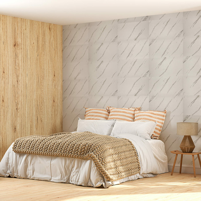Самоклеюча вінілова плитка Sticker Wall білий мармур 600х300х1.5мм глянець (ціна за 1 смугу)