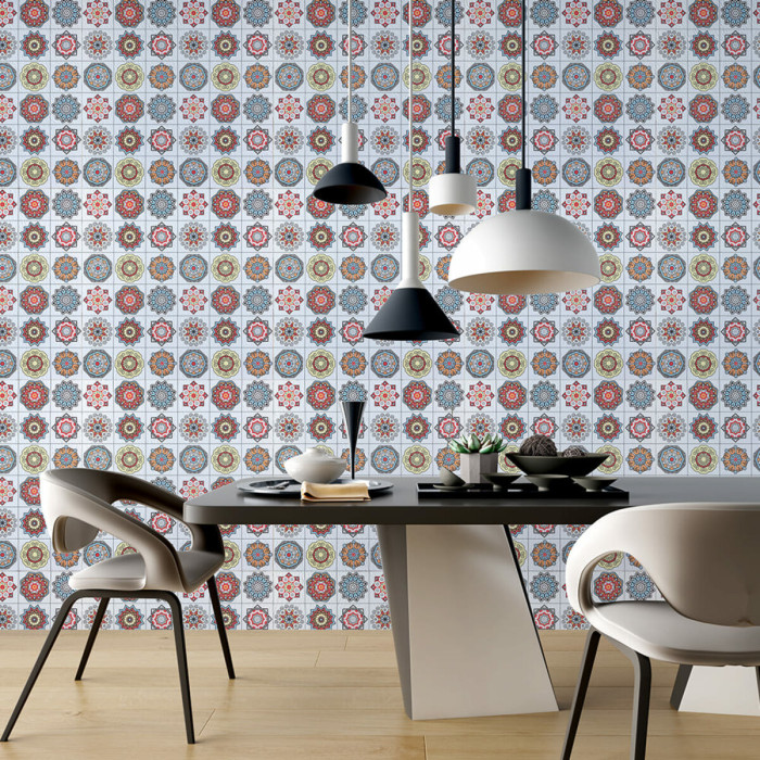 Самоклеюча вінілова плитка Sticker Wall різнокольорова 600х600х1.5мм матовий (ціна за 1 смугу)