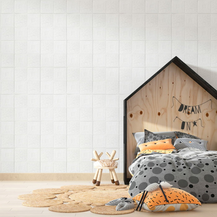 Самоклеюча 3D панель Sticker Wall Фігури в рулоні Білі 19,6 метрів