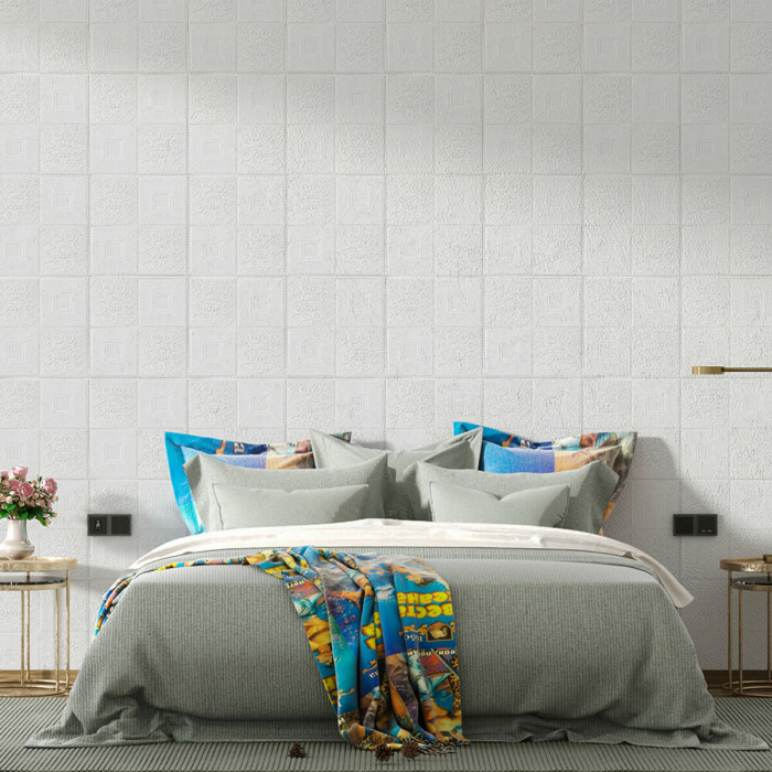 Самоклеюча 3D панель Sticker Wall Фігури в рулоні Білі 19,6 метрів