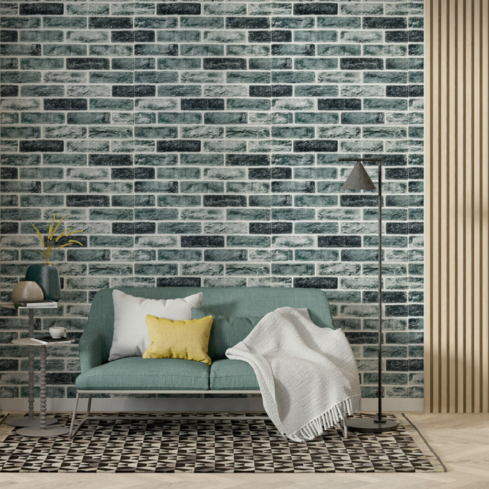 Самоклеюча 3D панель Sticker Wall Під Цегла клінкер Синій 700x700x5мм