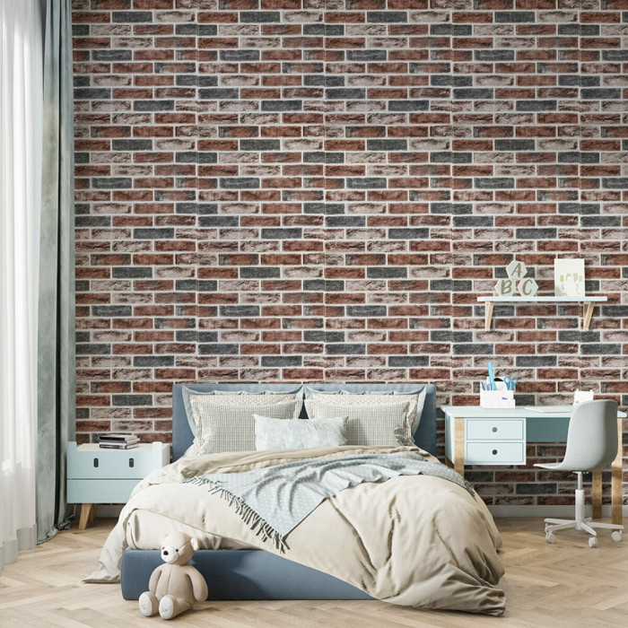 Самоклеюча 3D панель Sticker Wall під Цегла клінкер Помаранчева 700x700x6мм