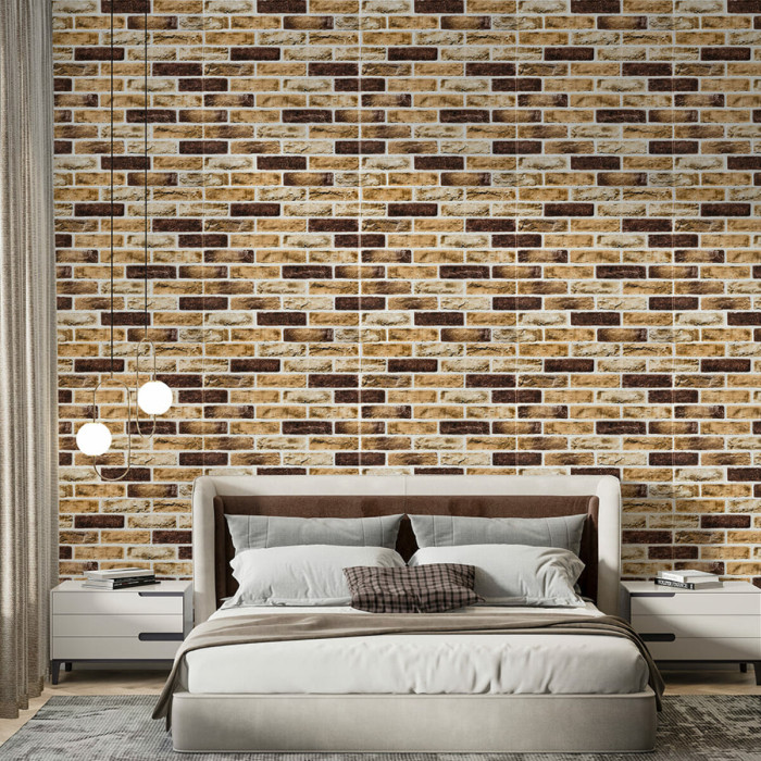 Самоклеюча 3D панель Sticker Wall Під Цегла клінкер Пісочний 700x700x5мм