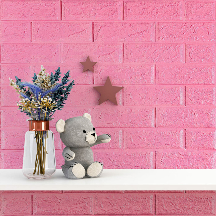 Самоклеючі панелі 3D Sticker Wall звукоізоляційні 700x770x5 мм, рожева цегла