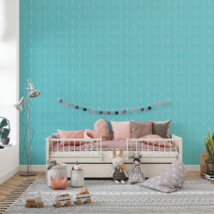 Самоклеючі панелі 3D Sticker Wall звукоізоляційні 700x770x7 мм, бірюза